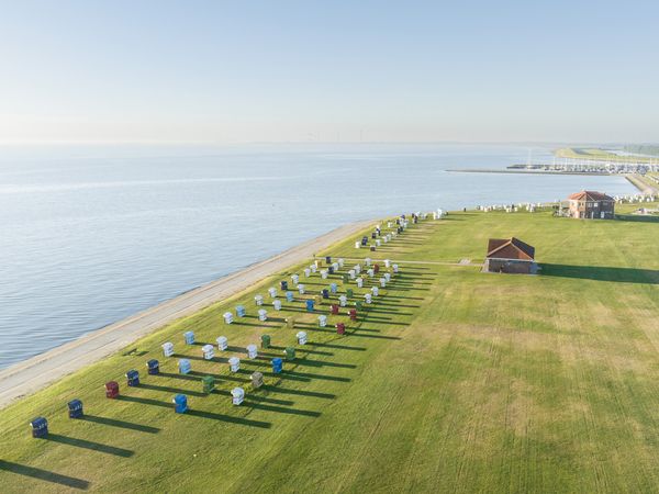 Luftansicht des Grünstrandes Horumersiel