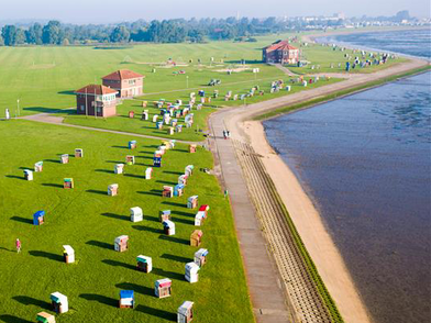 Luftaufnahme vom Grünstrand in Horumersiel